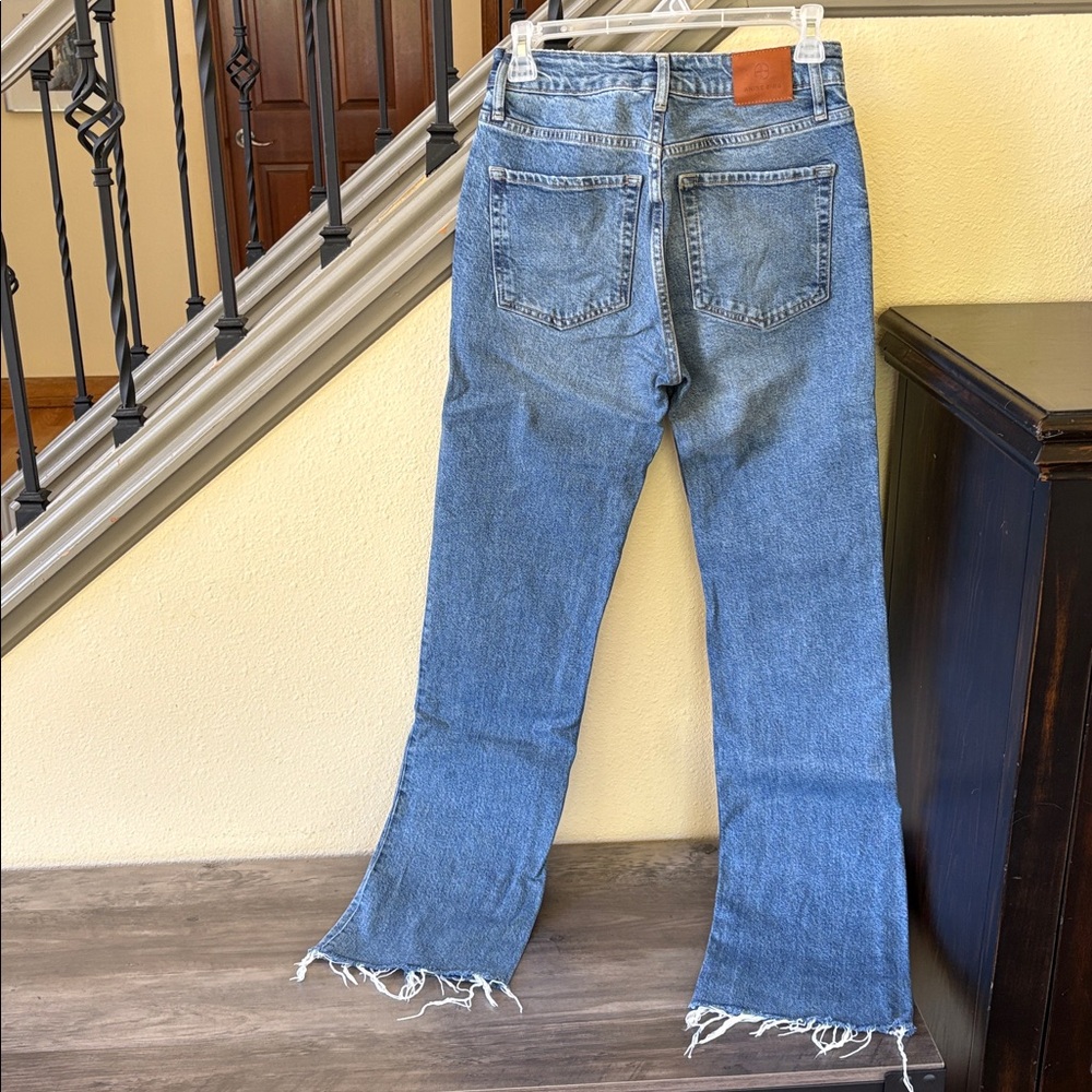 Anine Bing Distressed Button Fly Blue Flare Jeans Size 27 - Picture 2 of 16